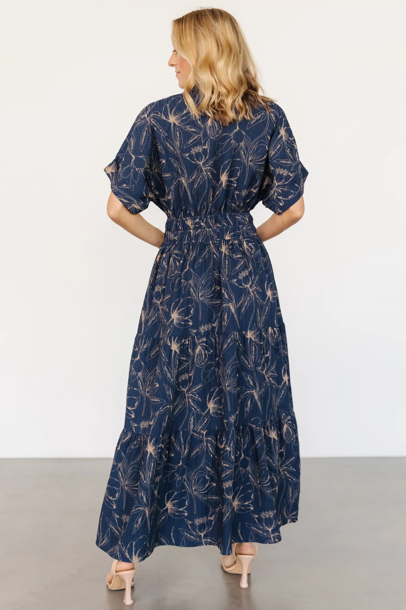 Hedda Tiered Maxi Dress | Deep Blue + Natural Floral