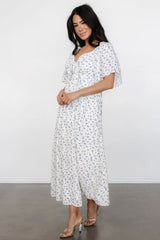 Carah Tie Dress | Off White + Lavender Floral