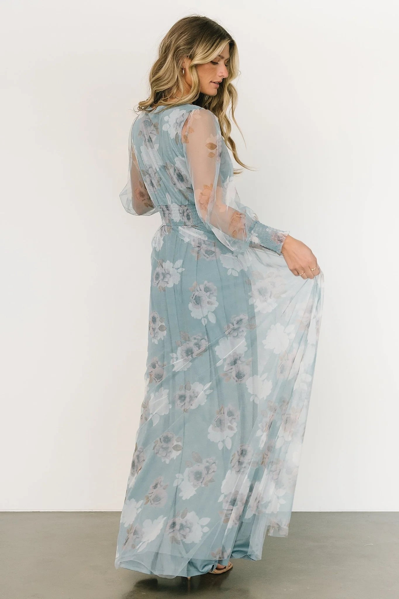 Layla Tulle Maxi Dress | Light Blue Floral
