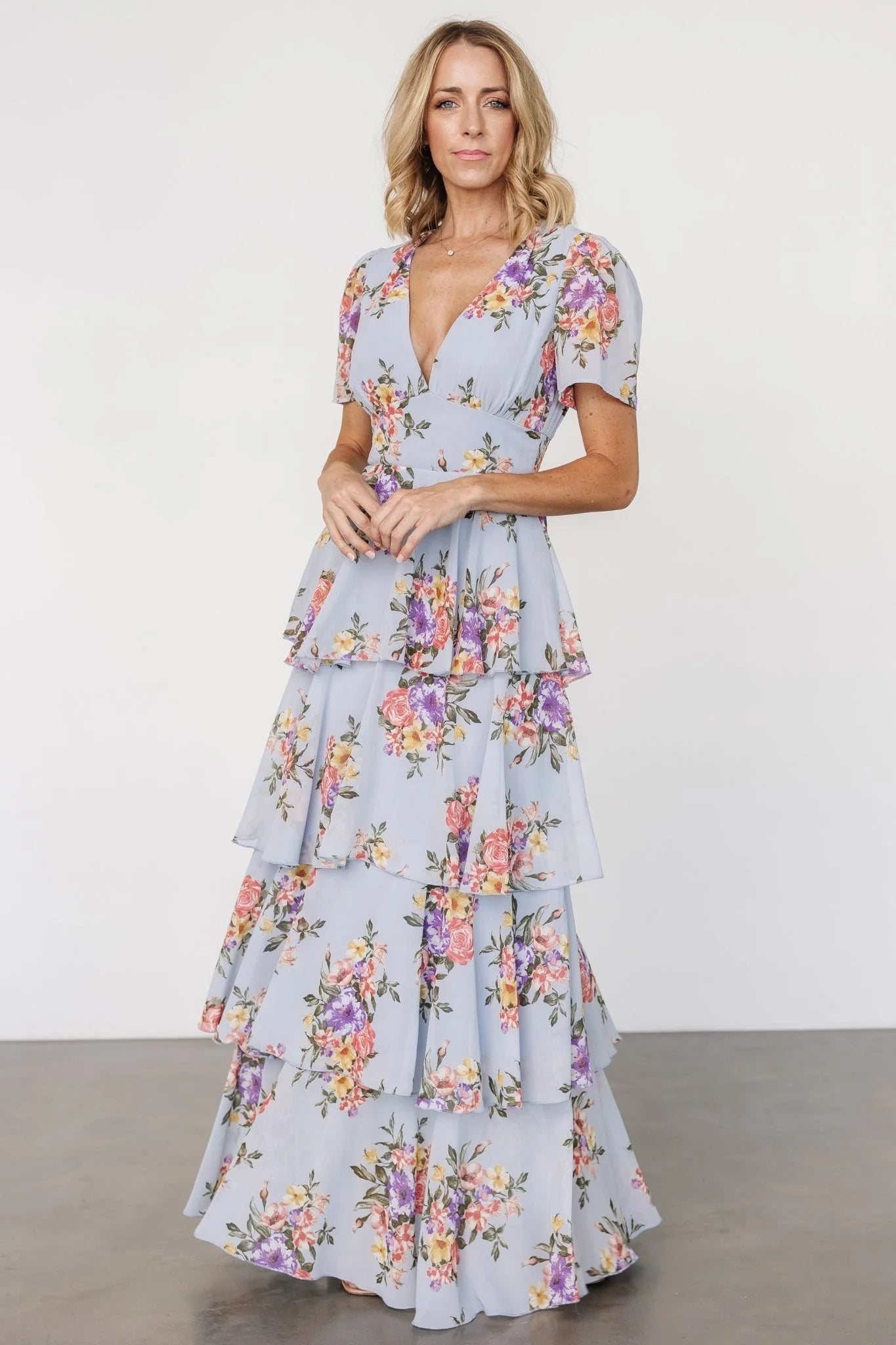 Montaigne Ruffle Maxi Dress | Light Blue Floral