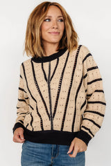 Paola Pointelle Sweater | Beige + Navy