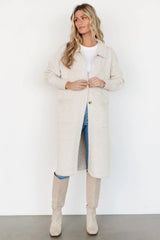 Ontario Long Button Cardigan | Oatmeal
