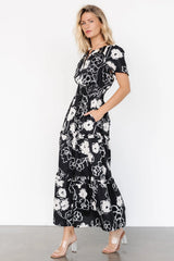 Kiana Poplin Maxi Dress | Black + Cream