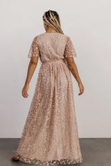 Marseille Embossed Maxi Dress | Champagne