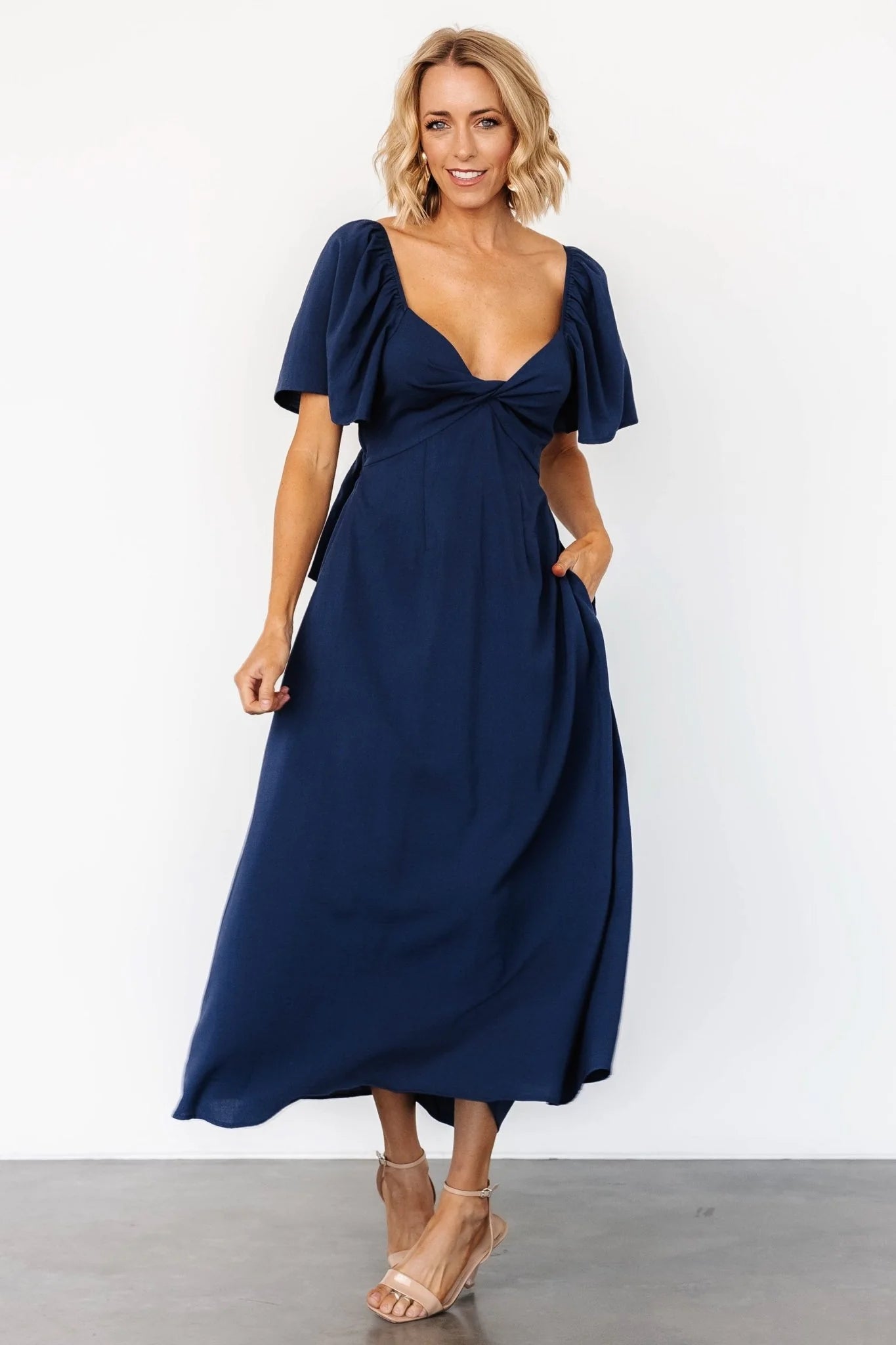 Indie Back Tie Dress | Navy