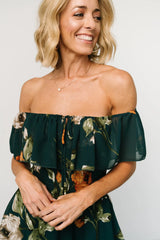 Carina Off Shoulder Maxi Dress | Deep Topaz Floral
