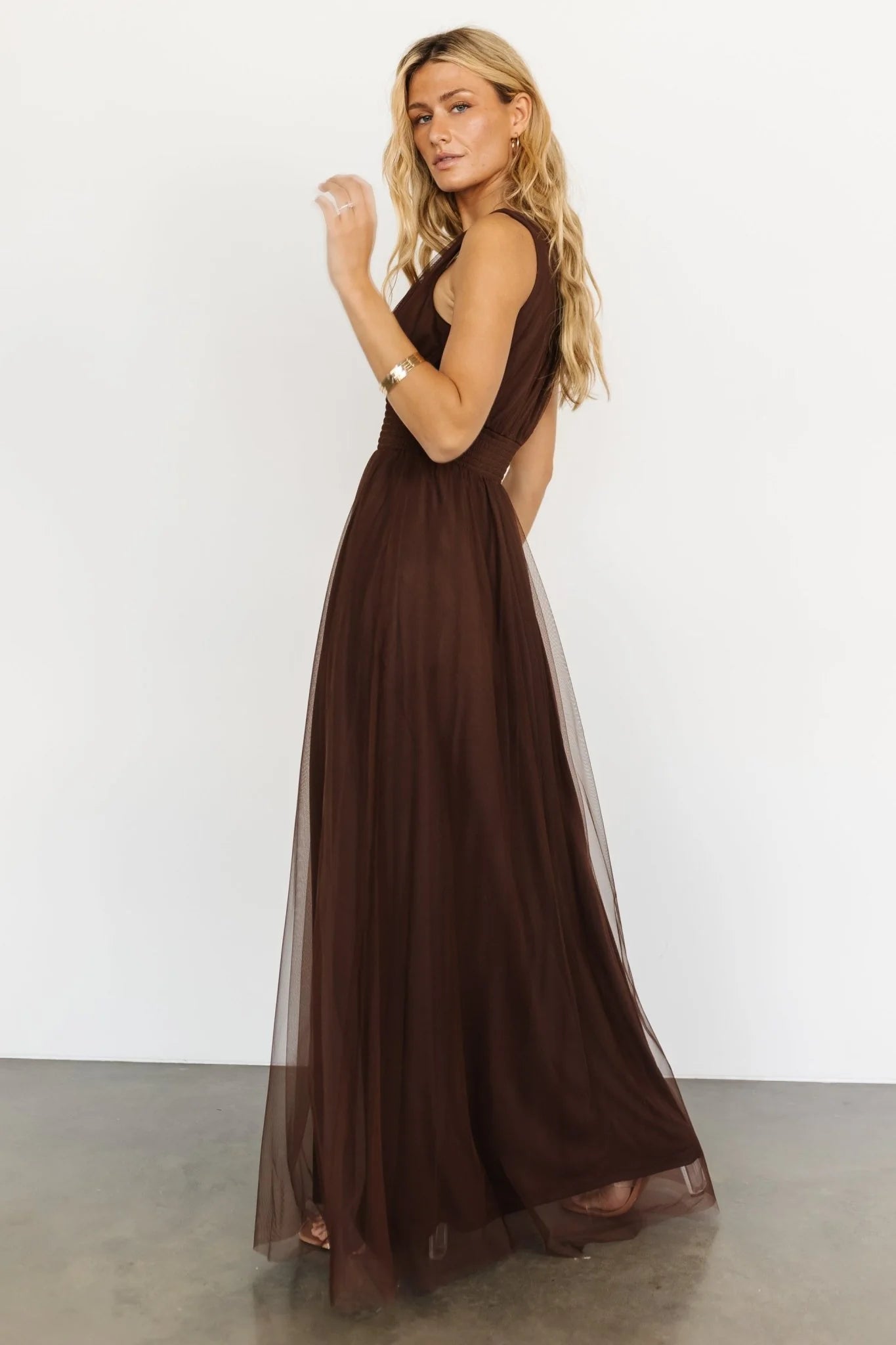 Kamila Tulle Maxi Dress | Espresso