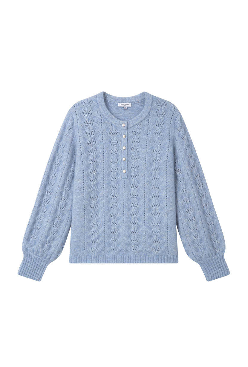 Paisley Mohair Sweater - Dusty Blue