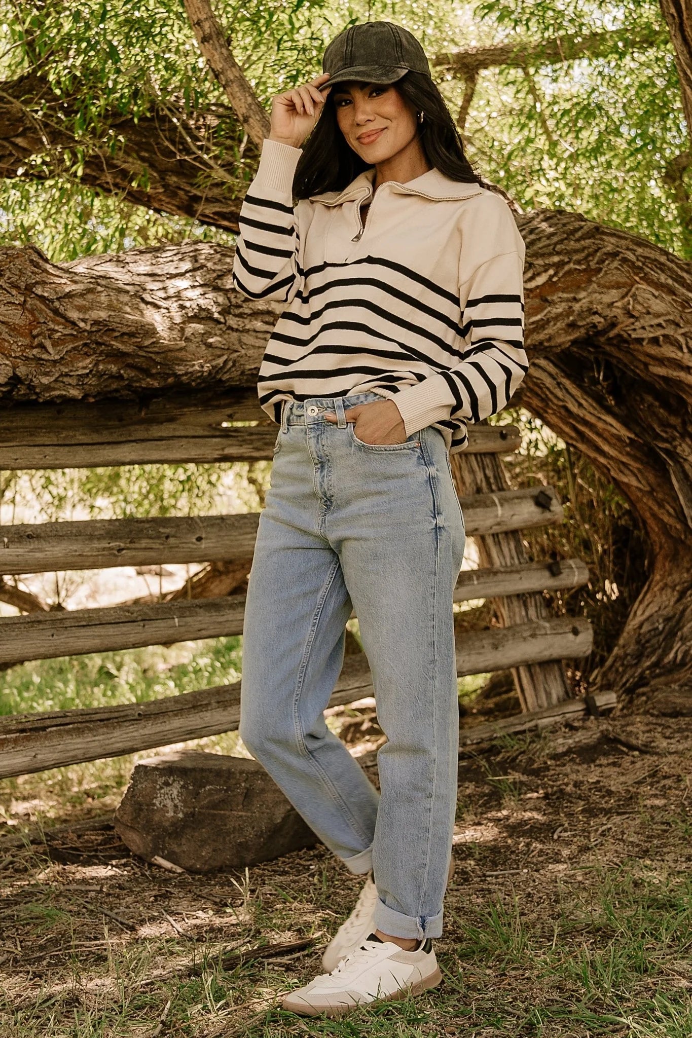 Sterling Half Zip Sweater | Beige + Black