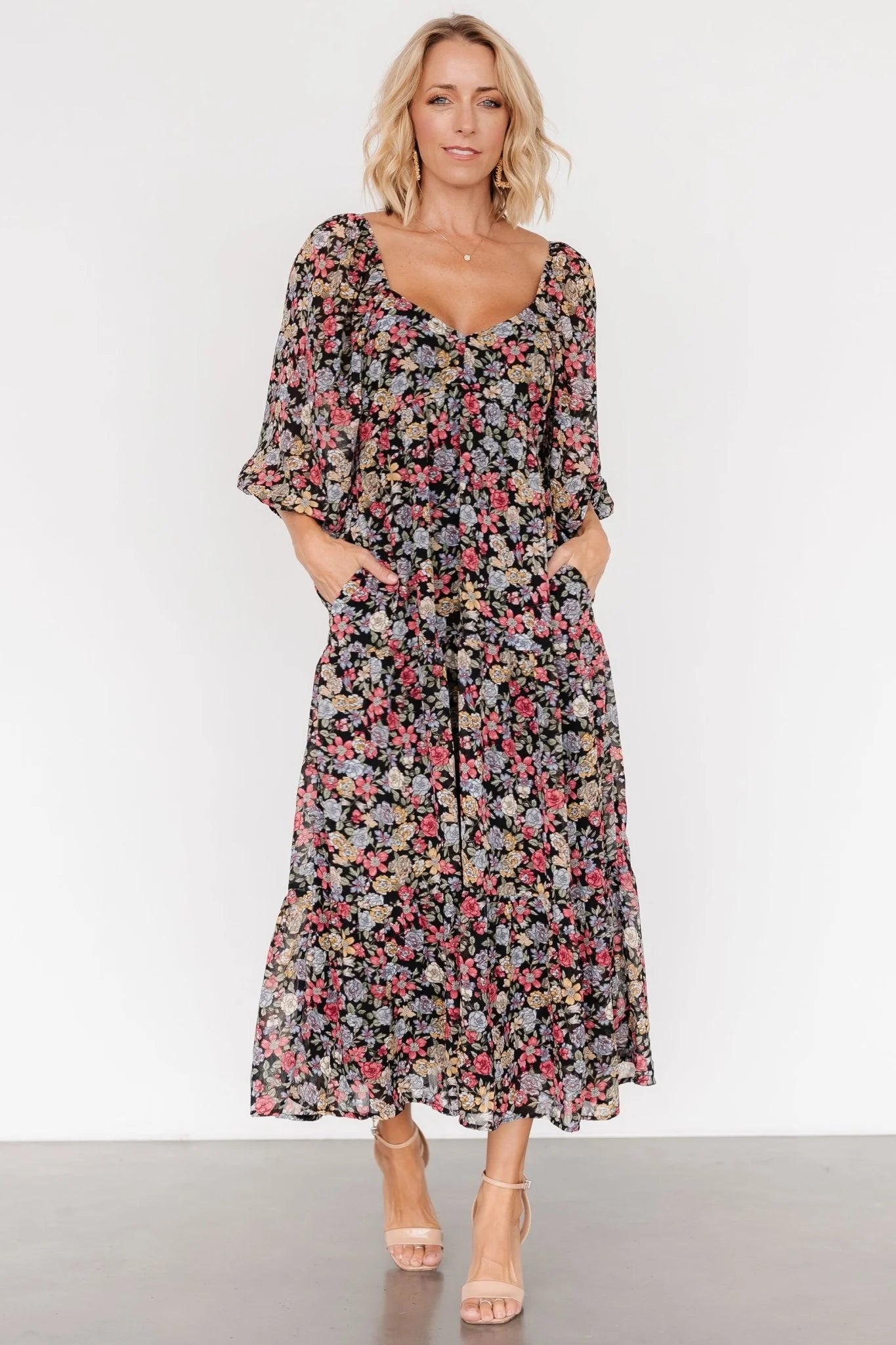 Nevaeh Bubble Sleeve Dress | Multi Floral