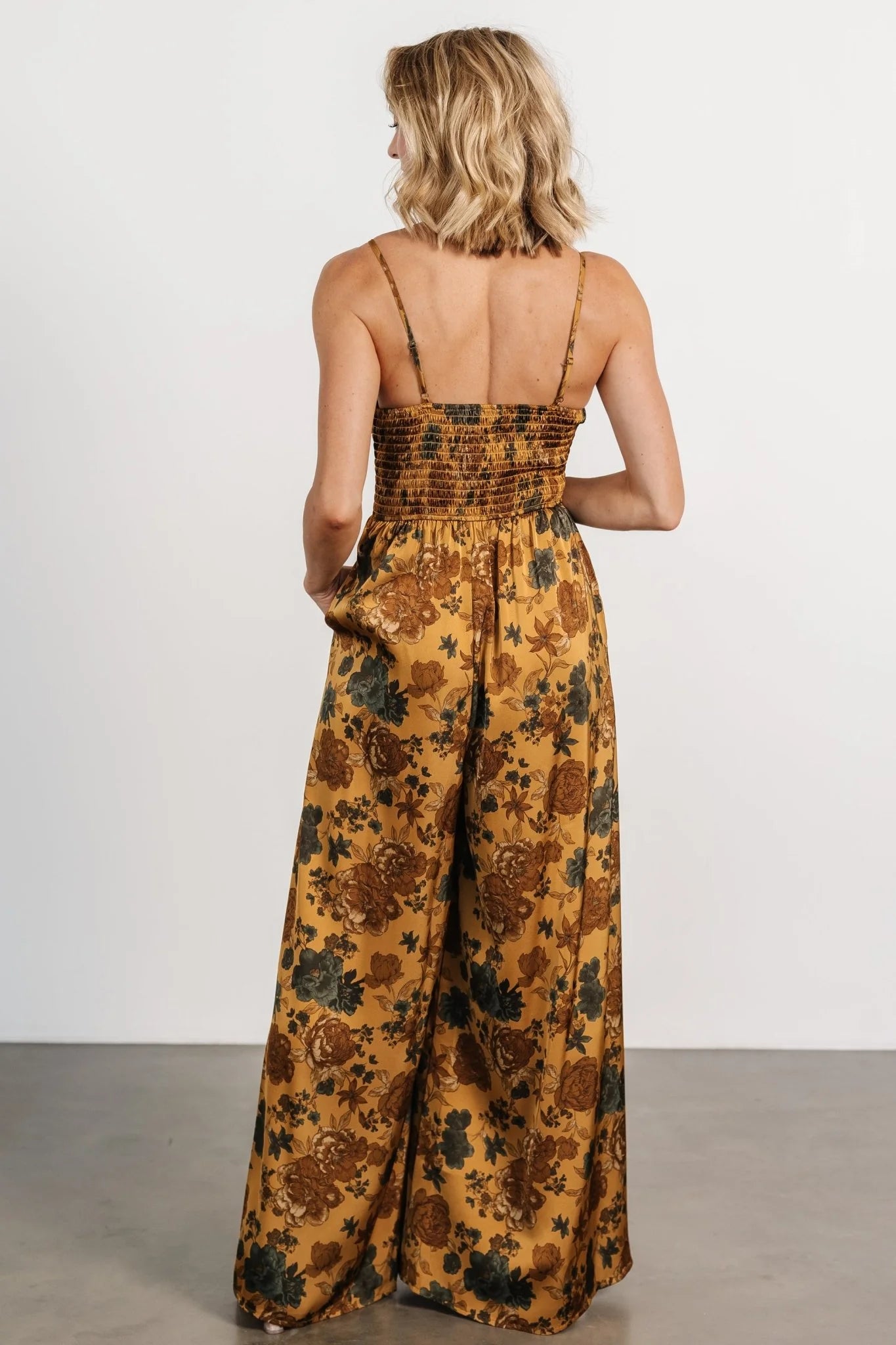 Khloe Wide Leg Jumpsuit | Gold Multi