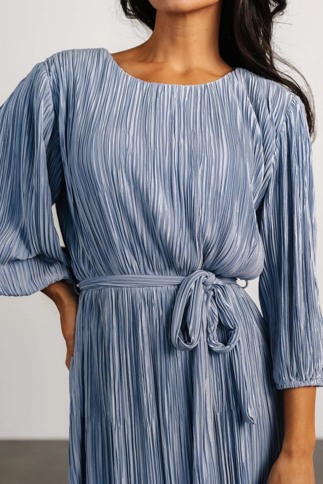 Bethany Pleated Midi Dress | Light Blue