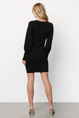 Suki V Neck Sweater Dress | Black