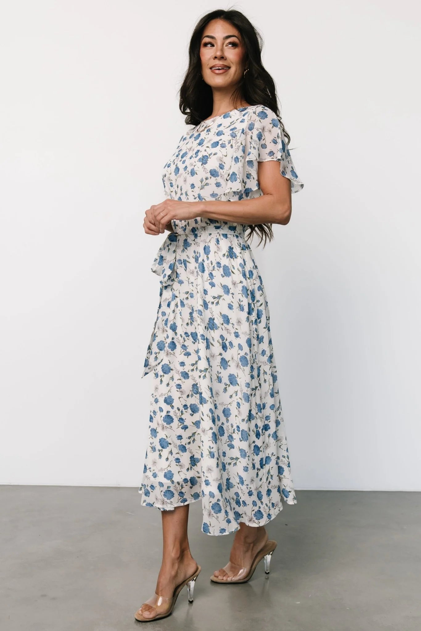 Laurel Midi Dress | Off-White + Blue Floral