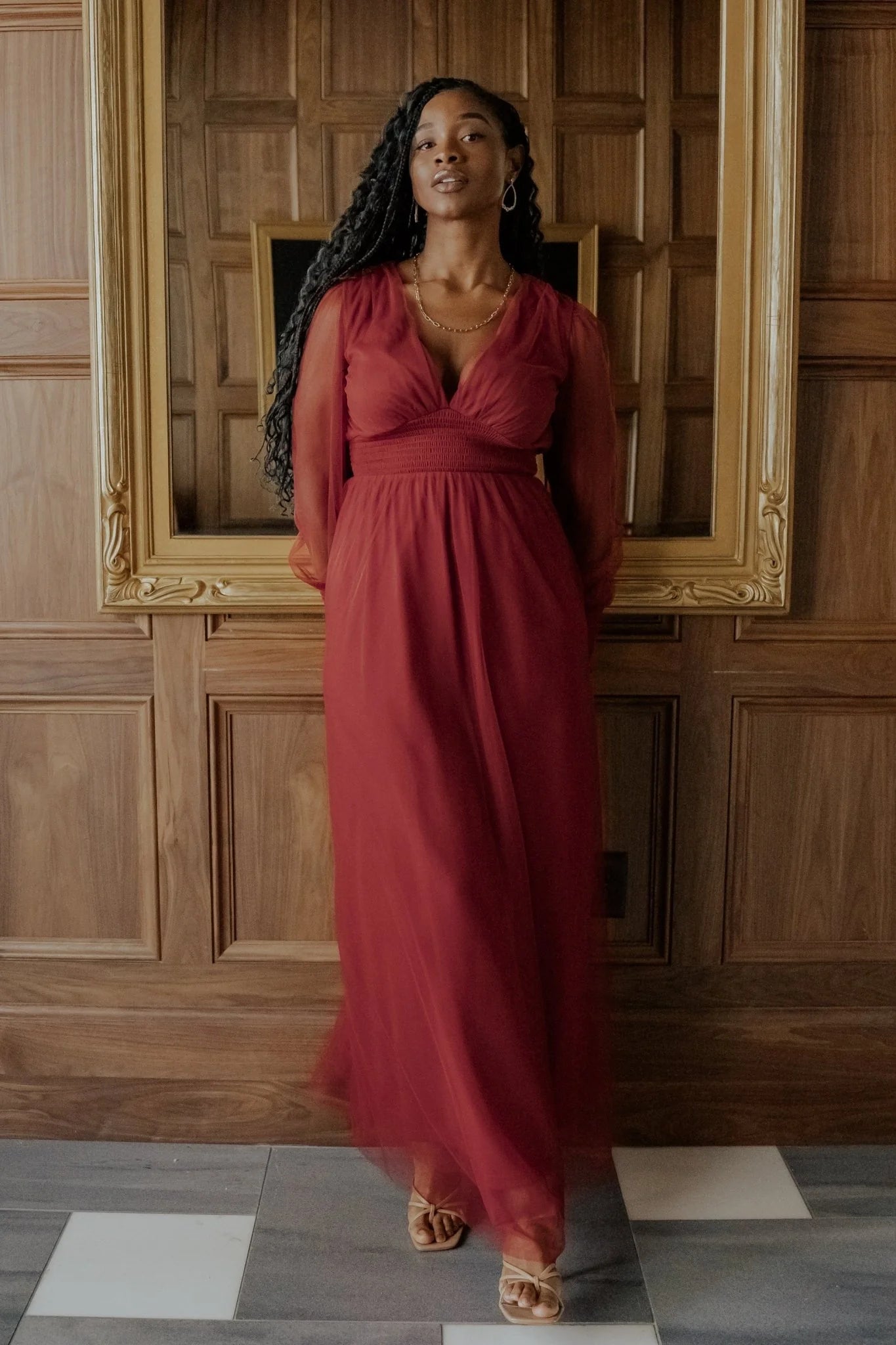 Layla Tulle Maxi Dress | Terracotta