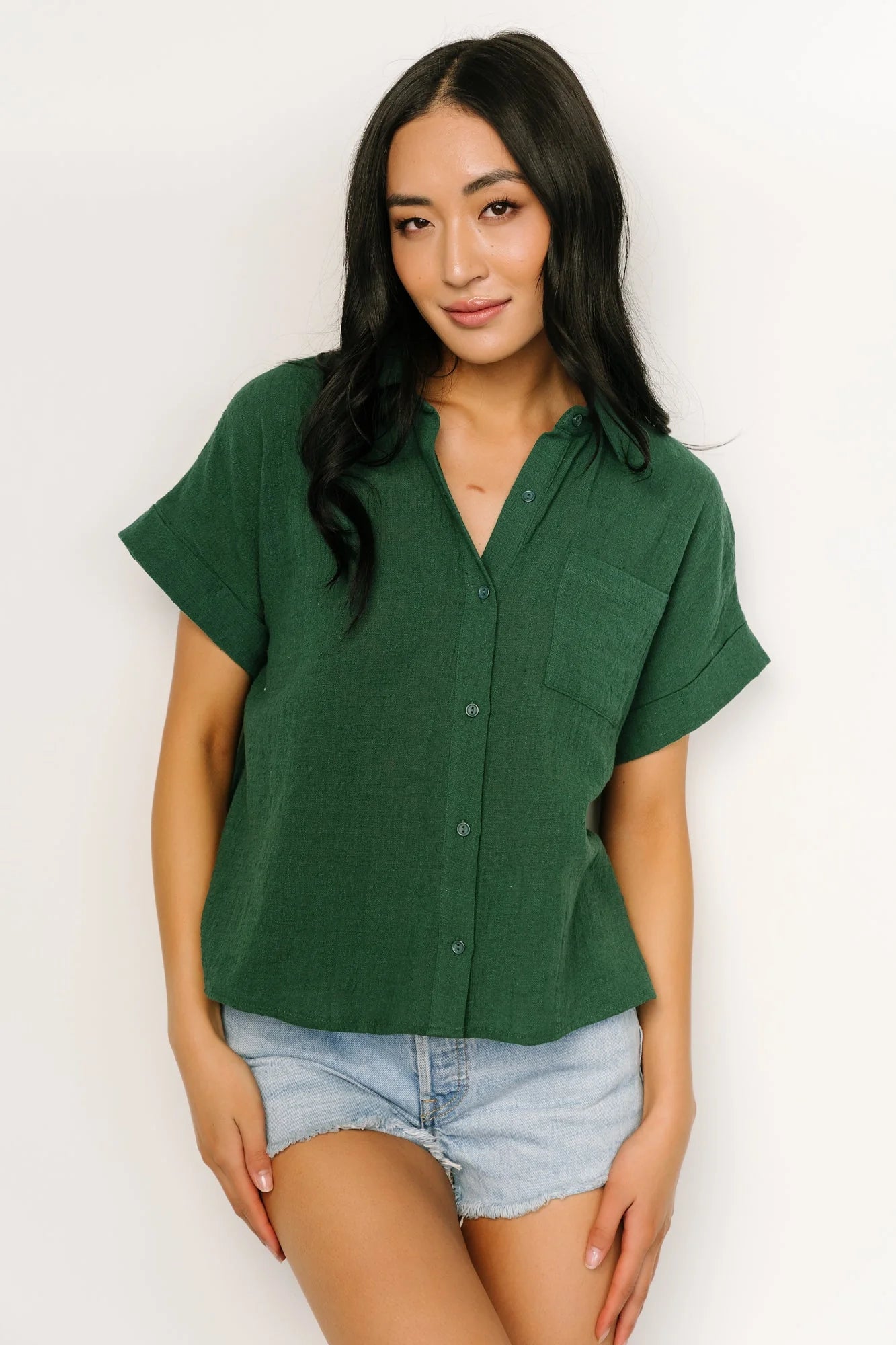 Hammond Short Sleeve Top | Dark Green