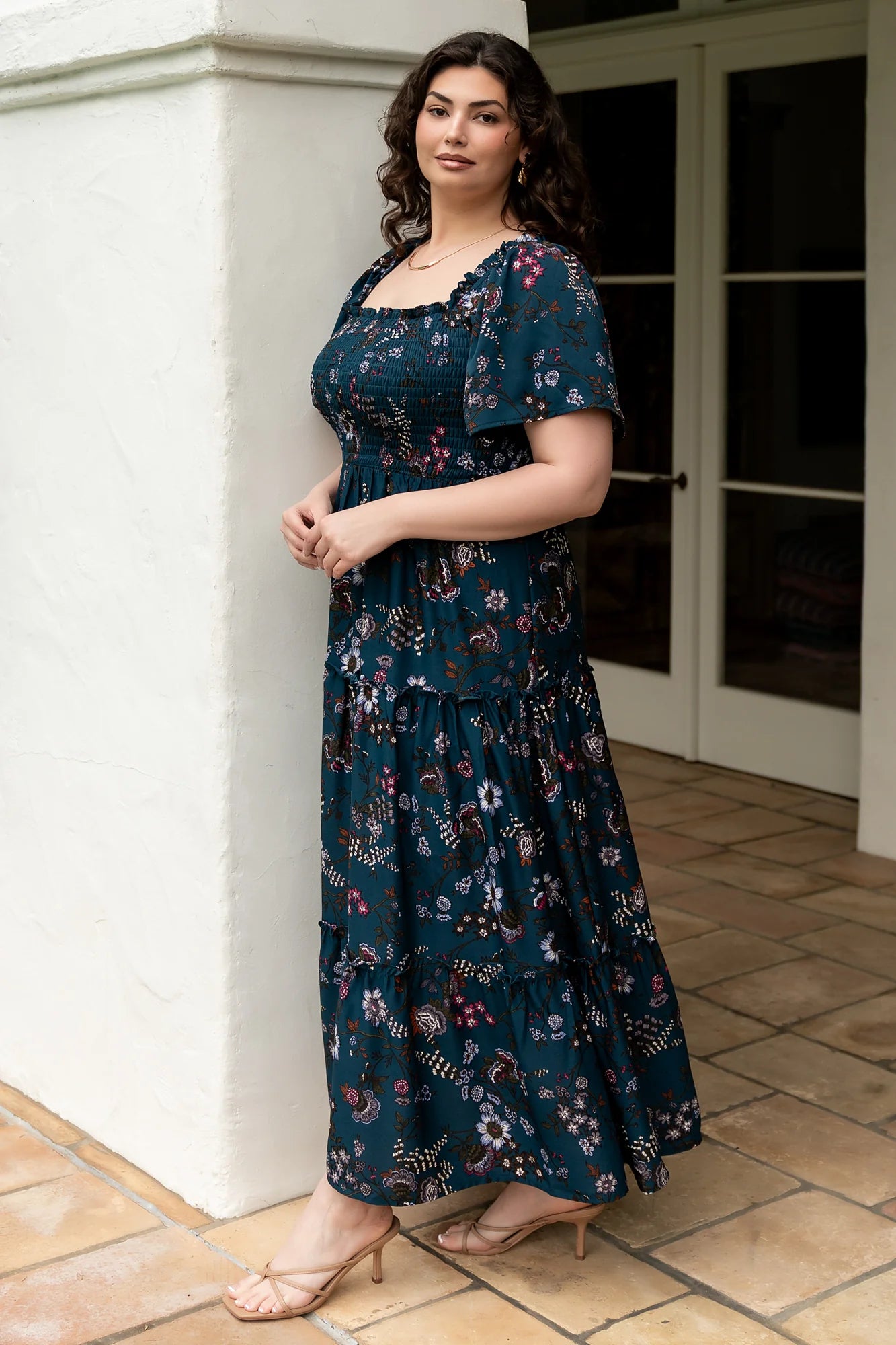 Southampton Smocked Maxi Dress | Jade Blossom
