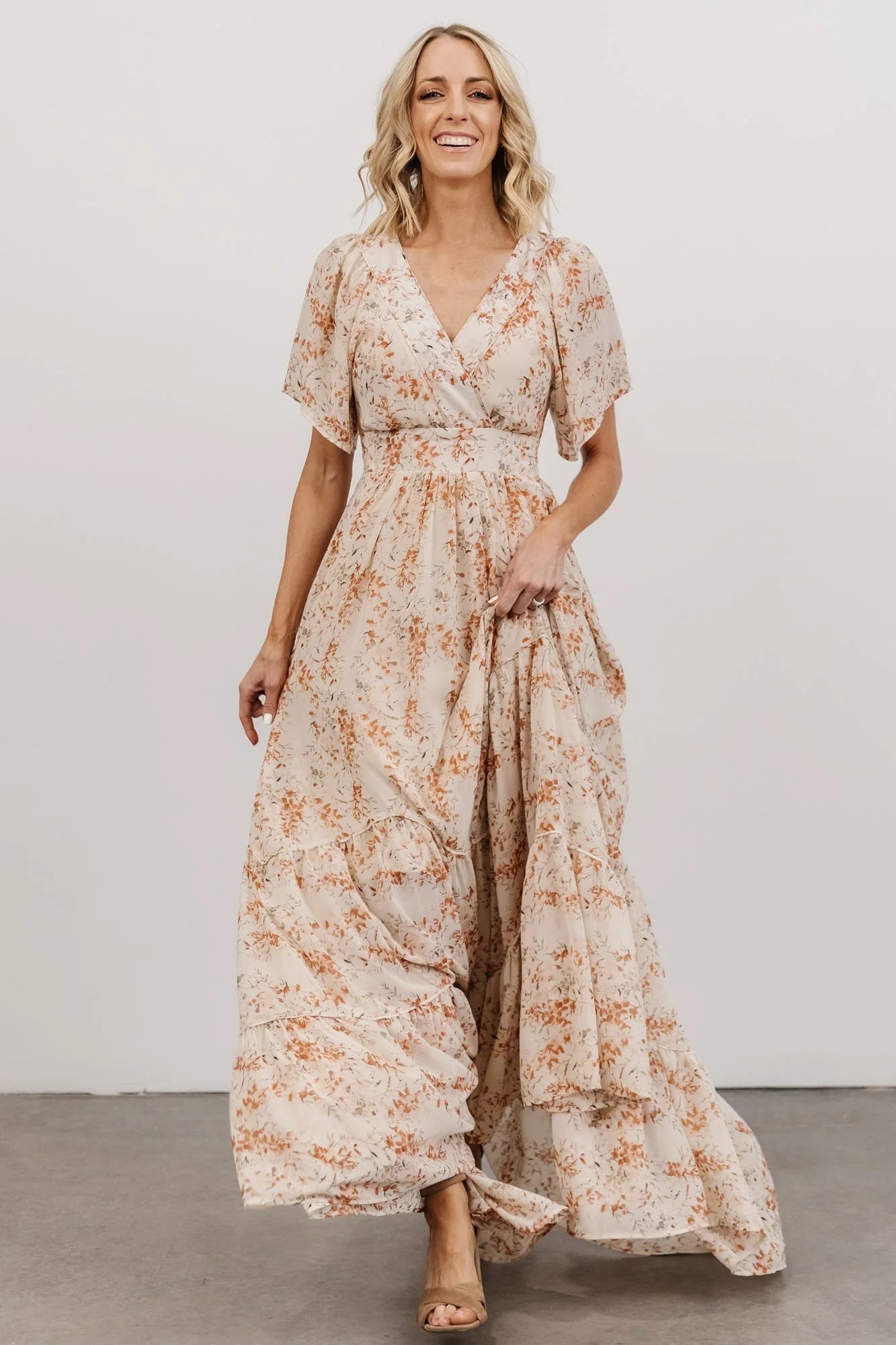 Katherine Maxi Dress | Cream + Rust Floral