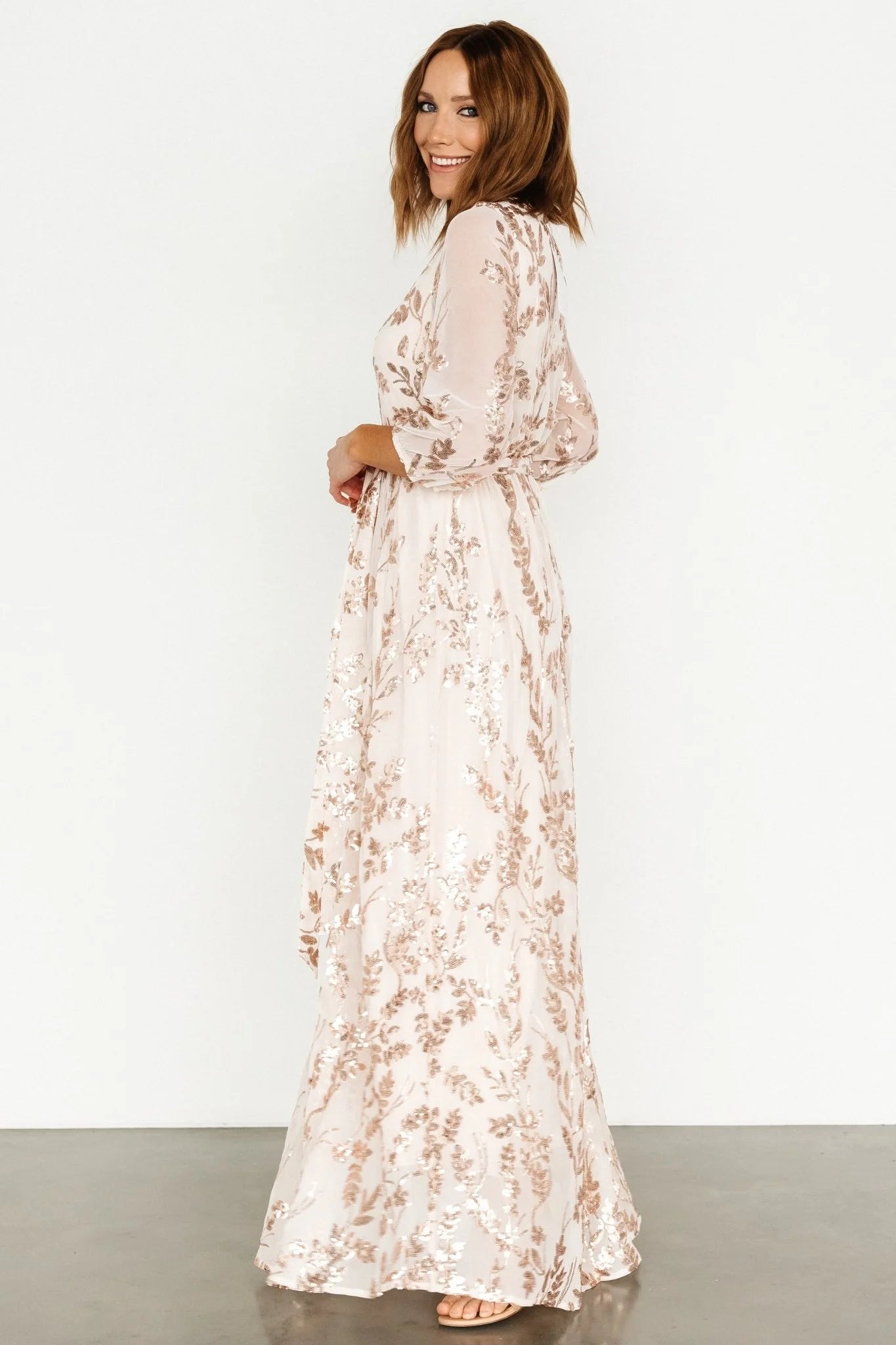 Destiny Sequin Maxi Dress | Rose Gold