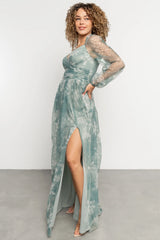Nara Tulle Maxi Dress | Dusty Green Floral