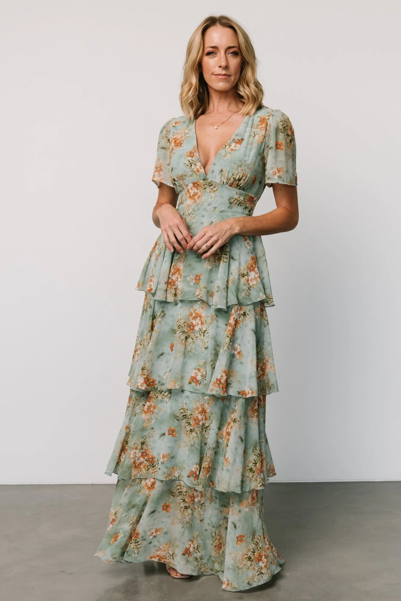 Montaigne Ruffle Maxi Dress | Blue Sage Floral