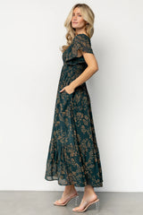 Monica Smocked Dress | Deep Topaz + Gold