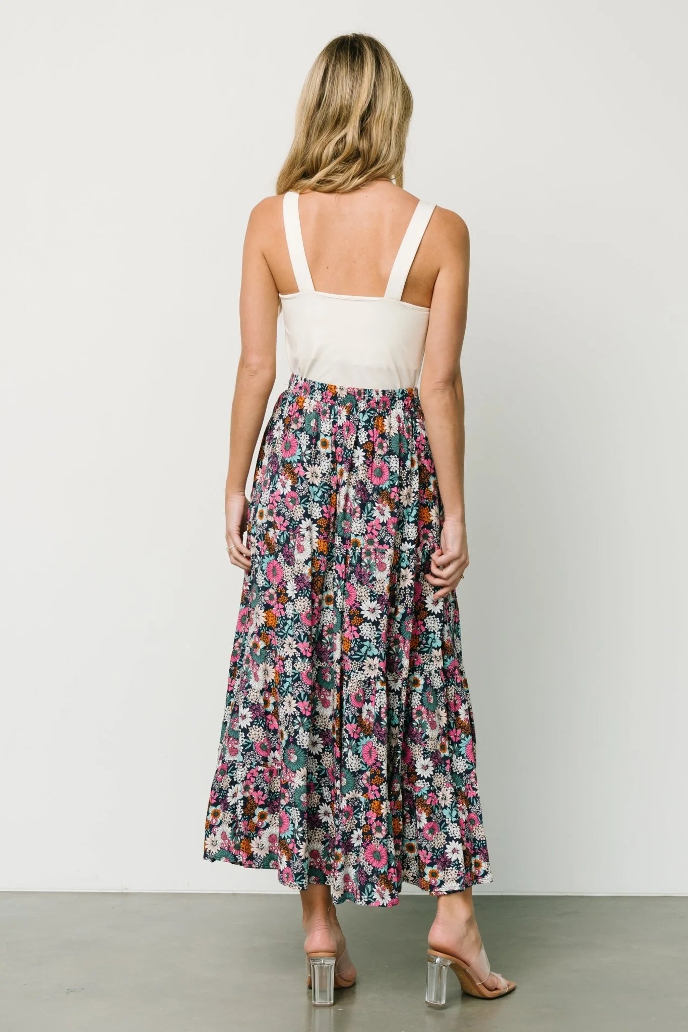 Reilly Maxi Skirt | Navy Flower Print
