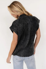 Jaye Button Top | Washed Black