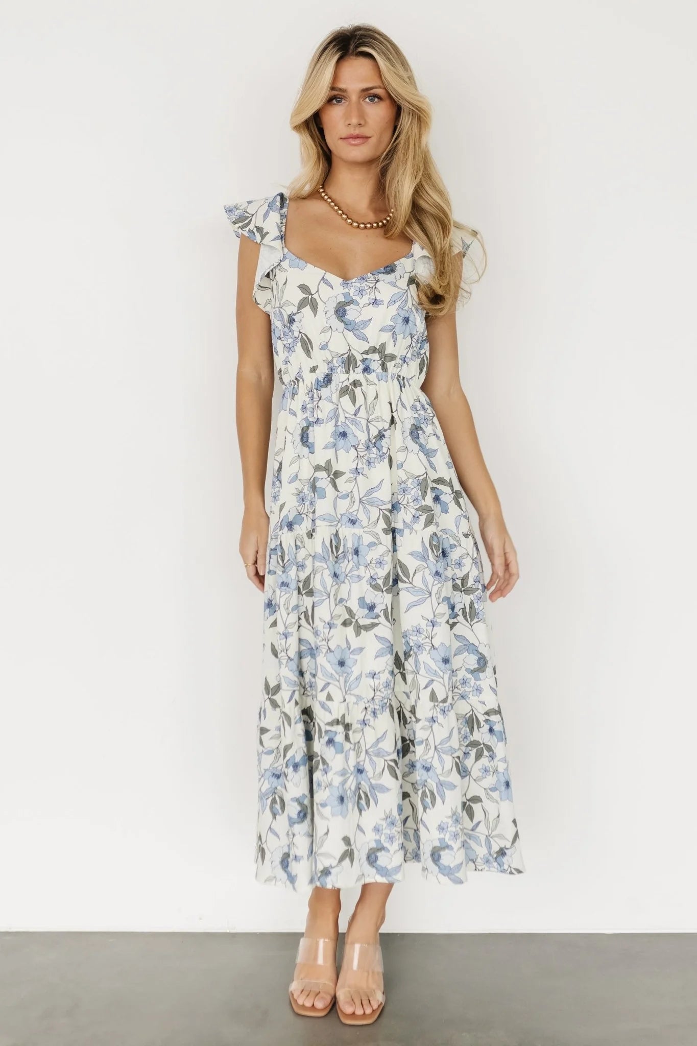 Sorrento Ruffle Dress | Blue Floral