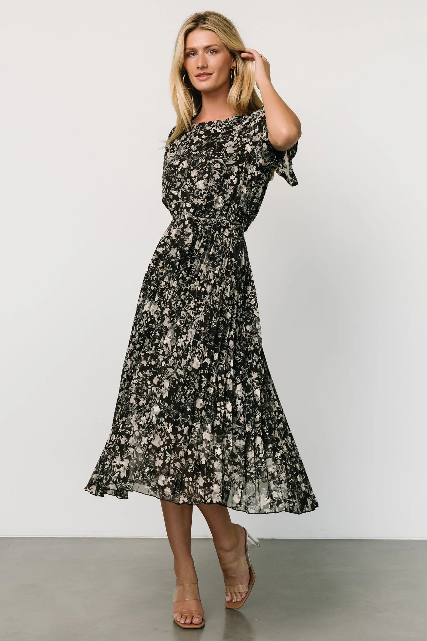 Alexandra Pleated Dress | Black + Slate