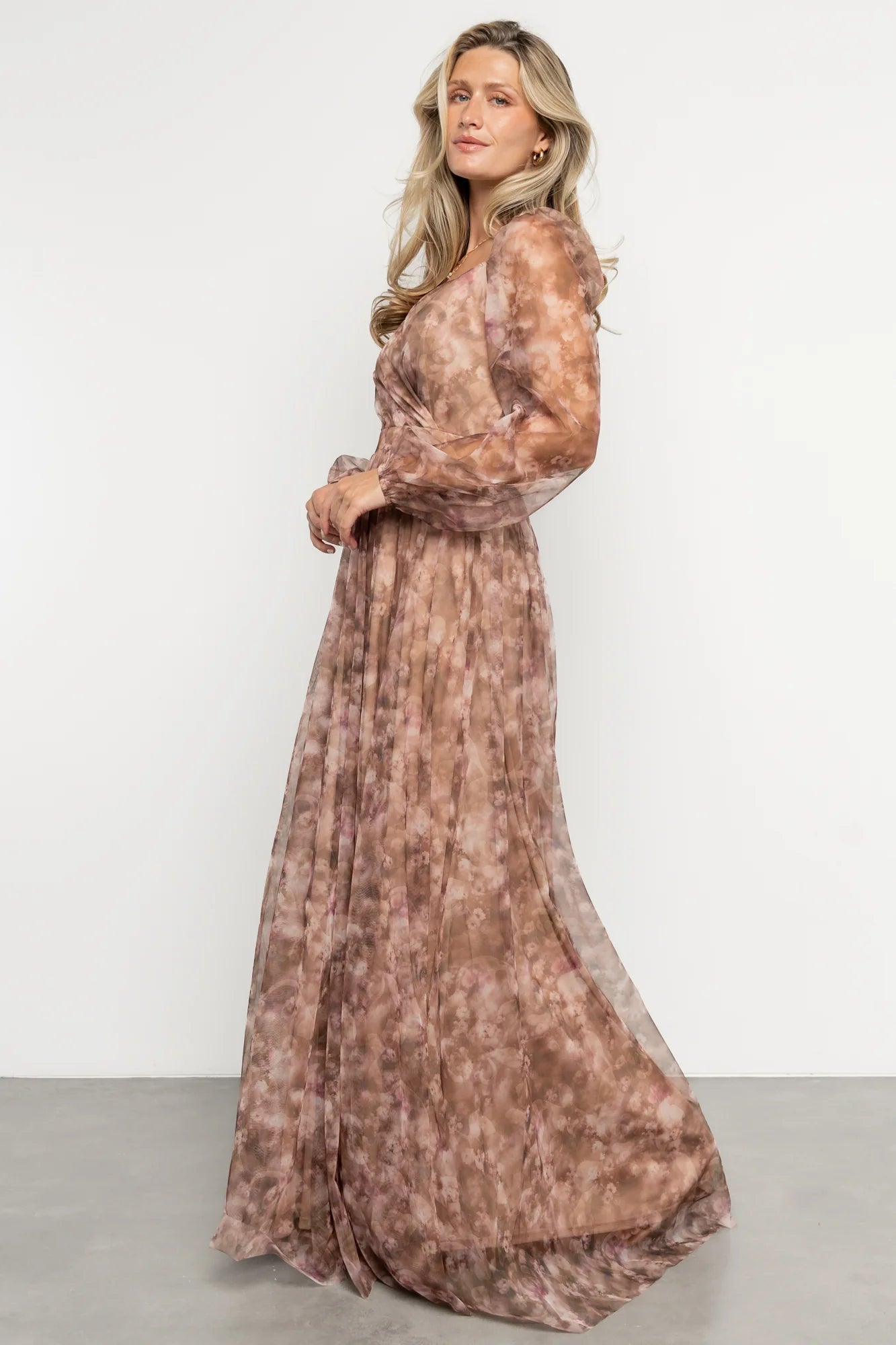 Katara Tulle Maxi Dress | Mocha Floral