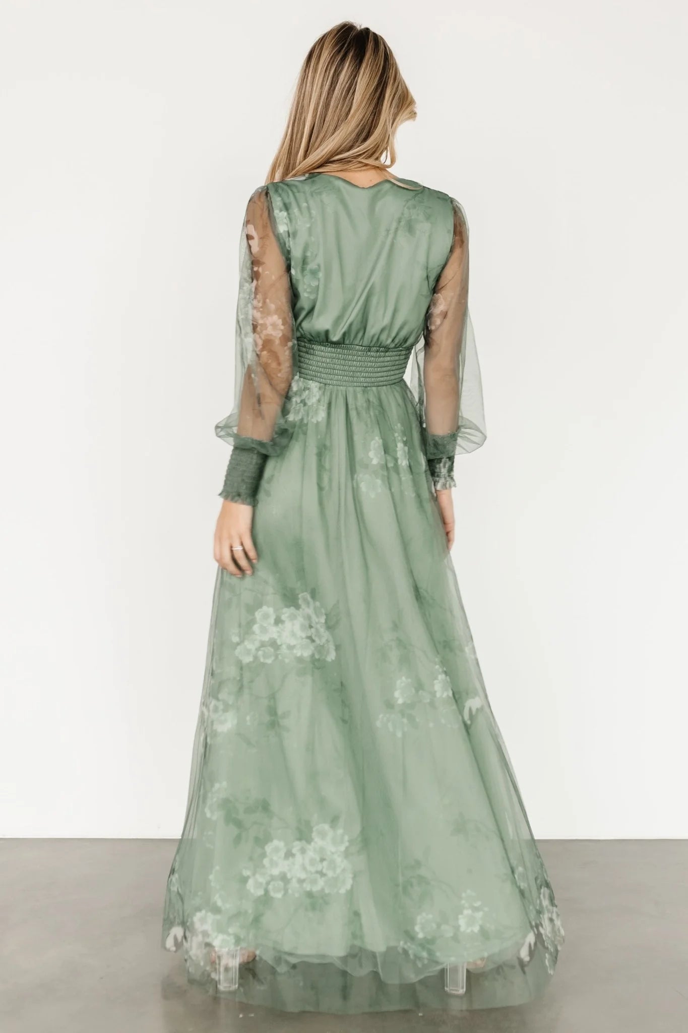 Layla Tulle Maxi Dress | Dusty Green Floral