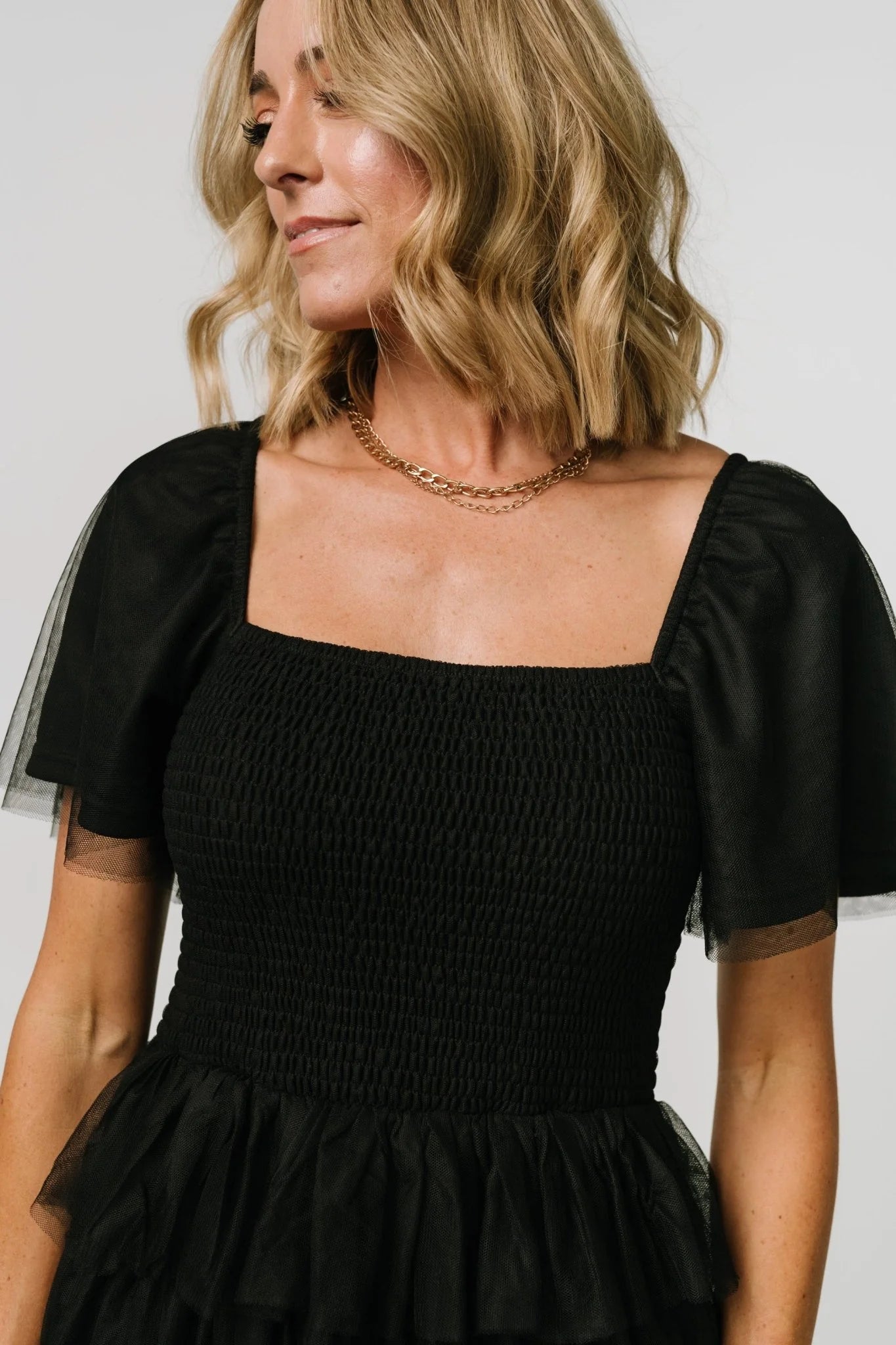 Cherise Tulle Tiered Dress | Black