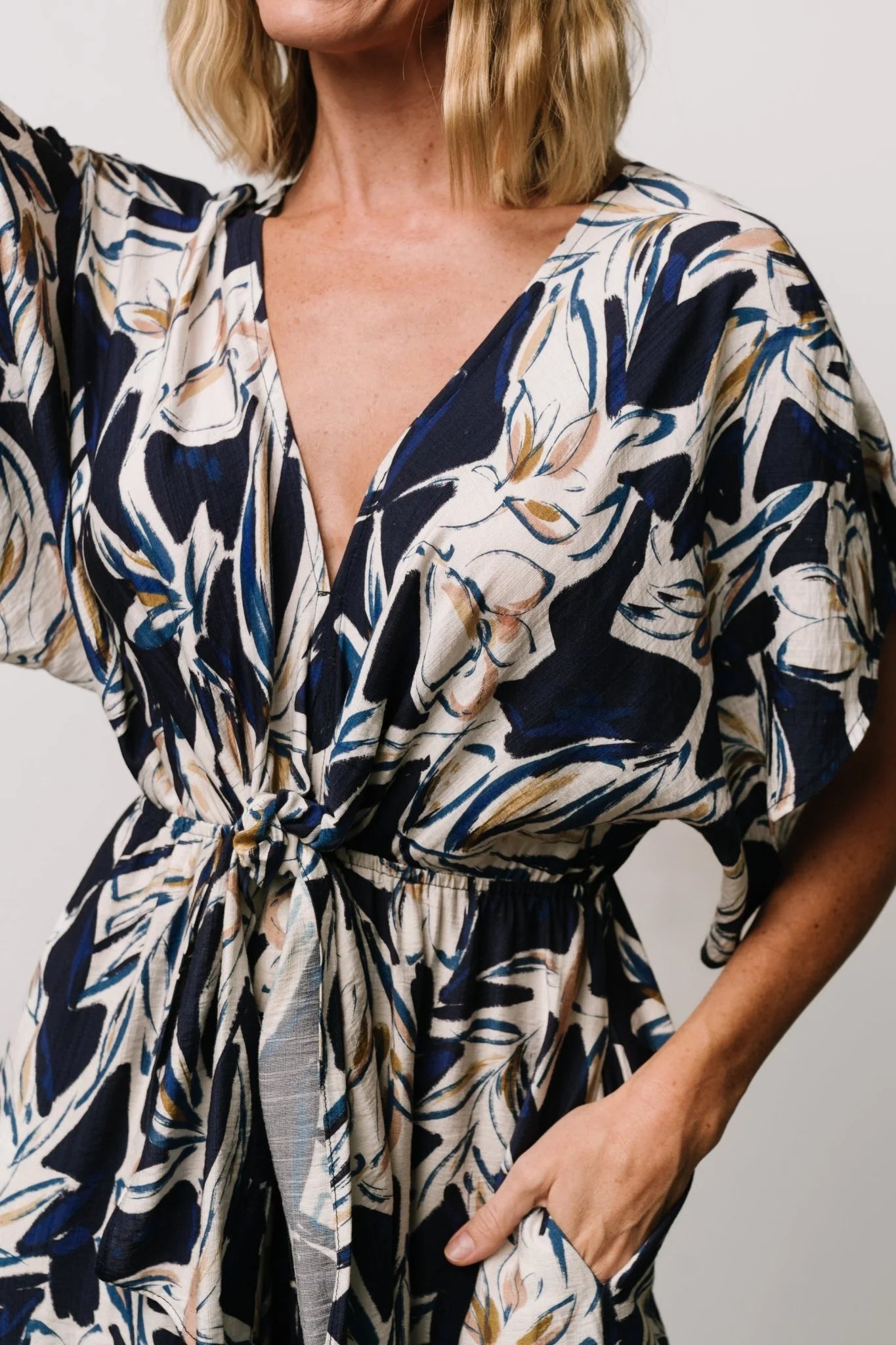 Giada Wide Leg Jumpsuit | Navy + Off White