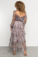 Tessa Tiered Maxi Dress | Lilac Gray Floral