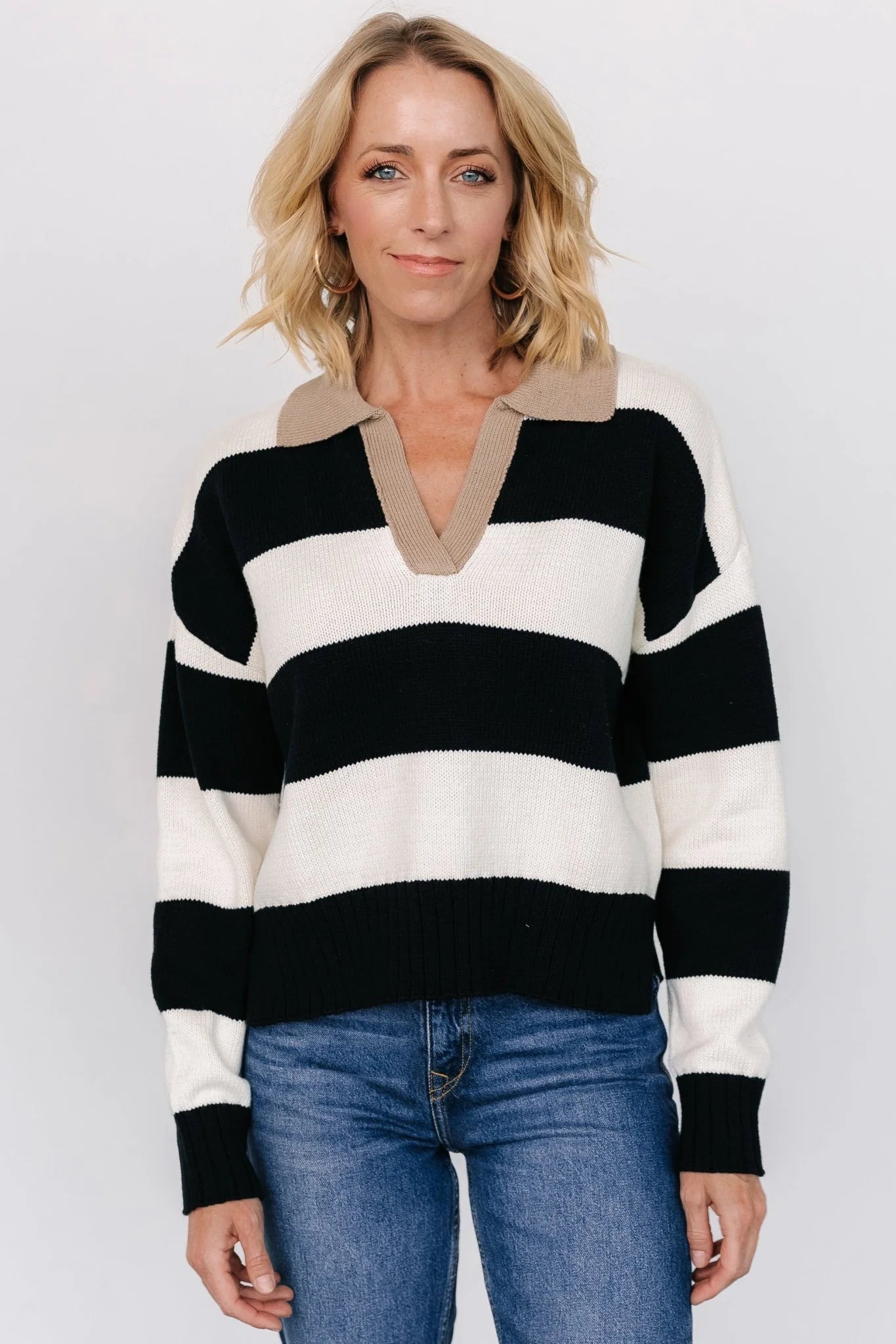 Alec Striped Sweater | Black + Ivory