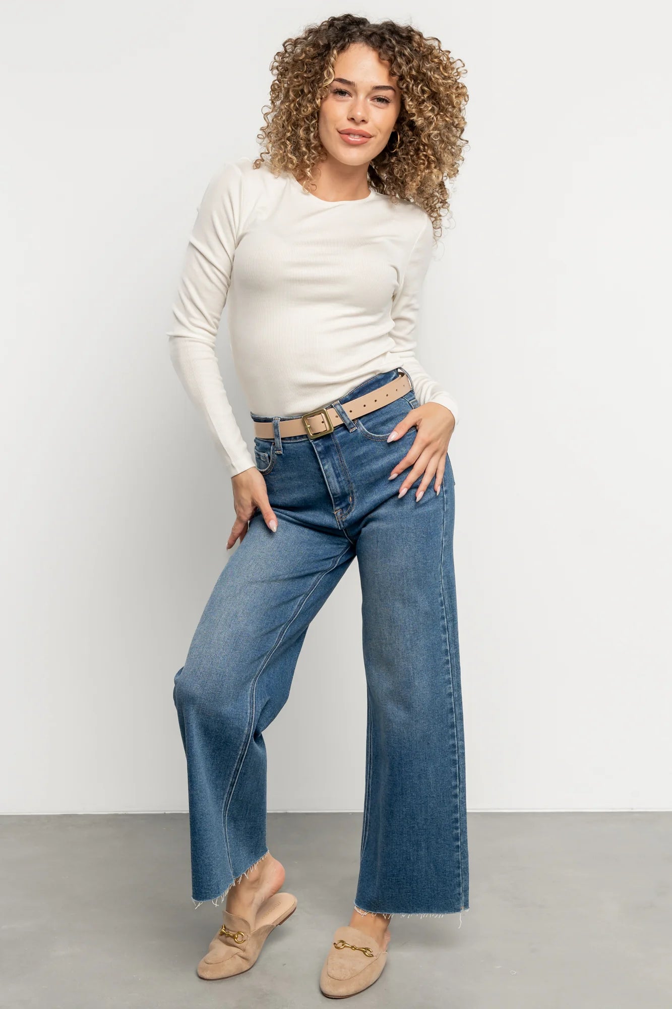 Deborah Buckle Belt | Nude Beige