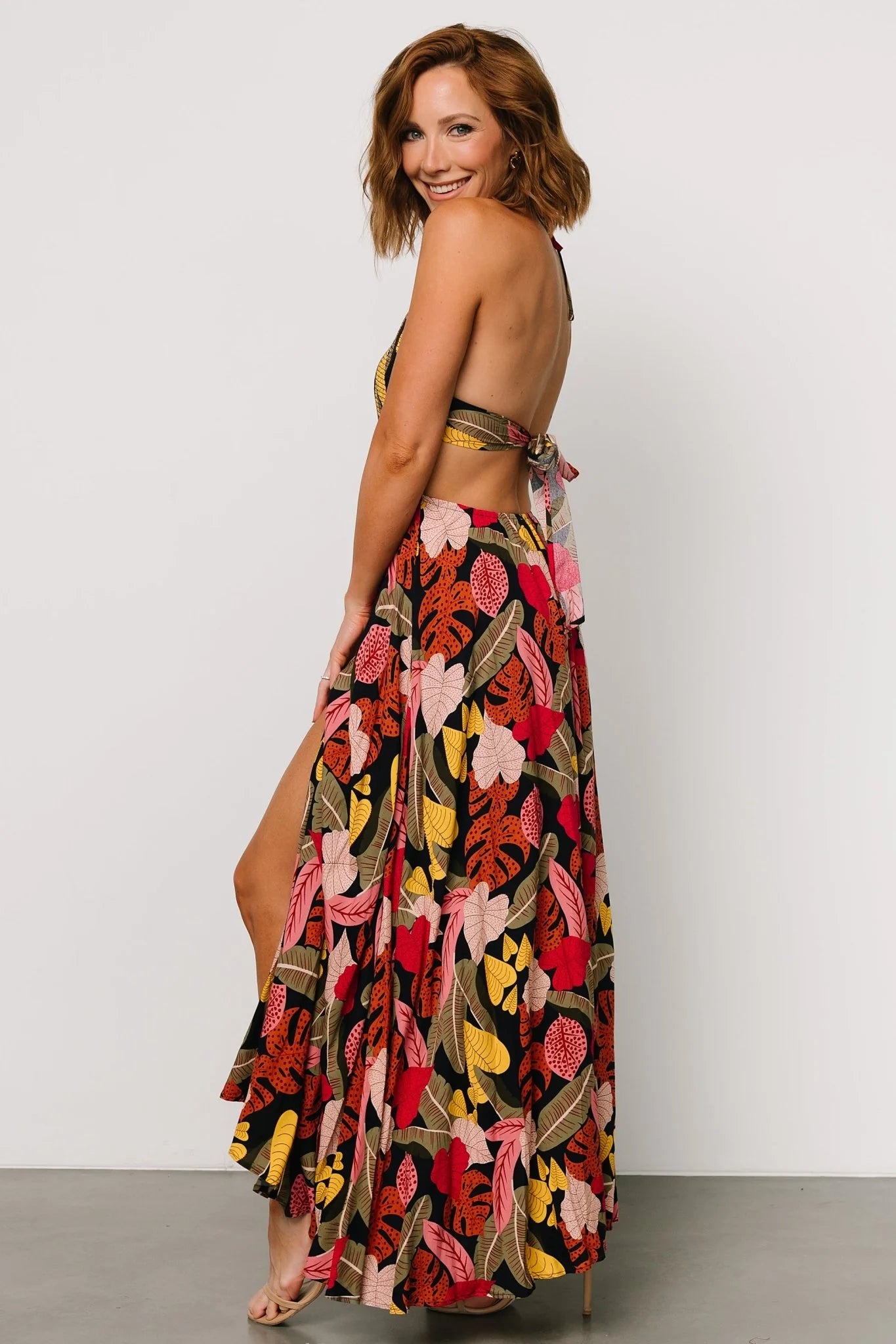 Kota Halter Maxi Dress | Navy Multi Print