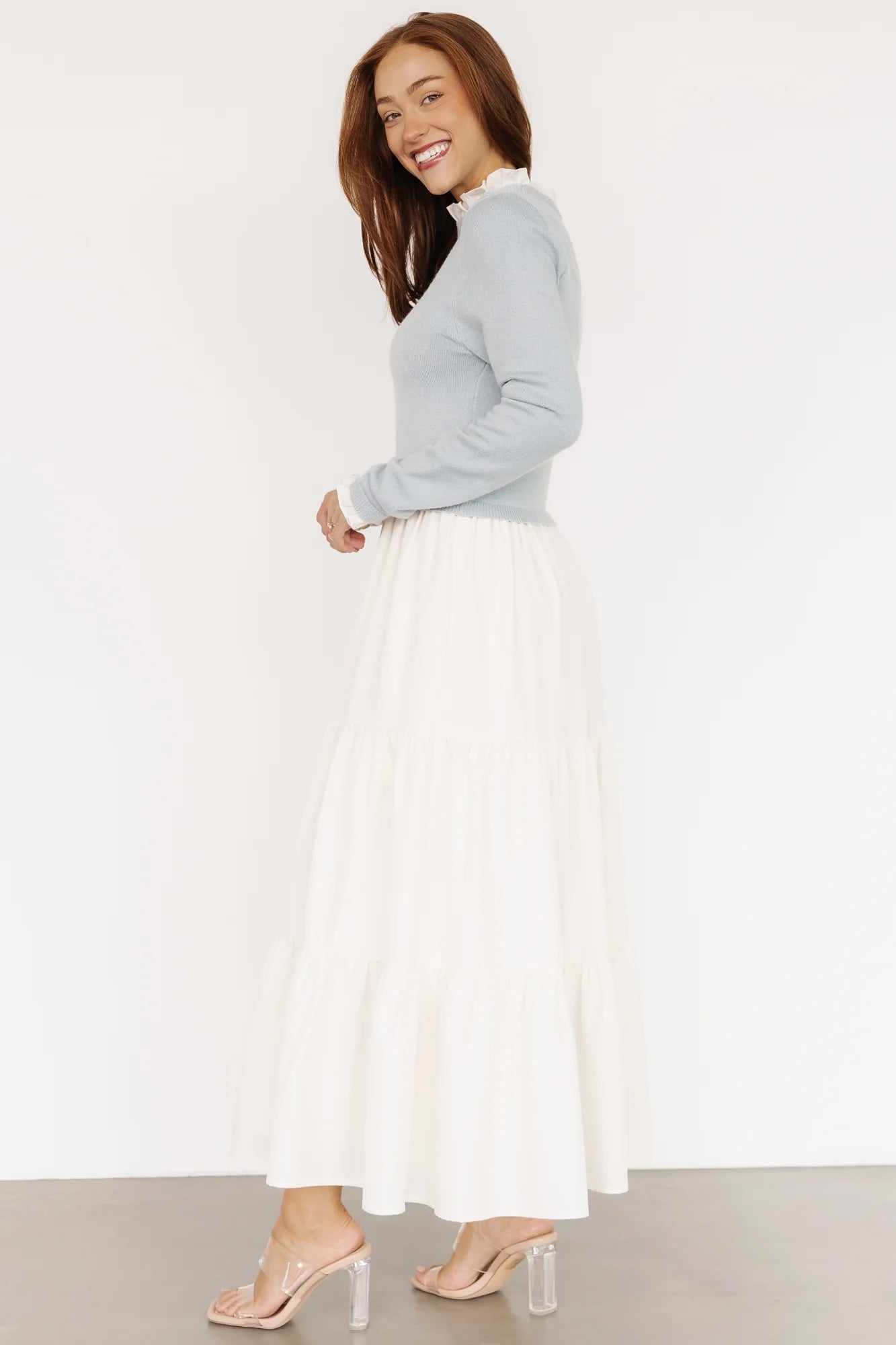 Sophie Sweater Dress | Light Blue + Ivory