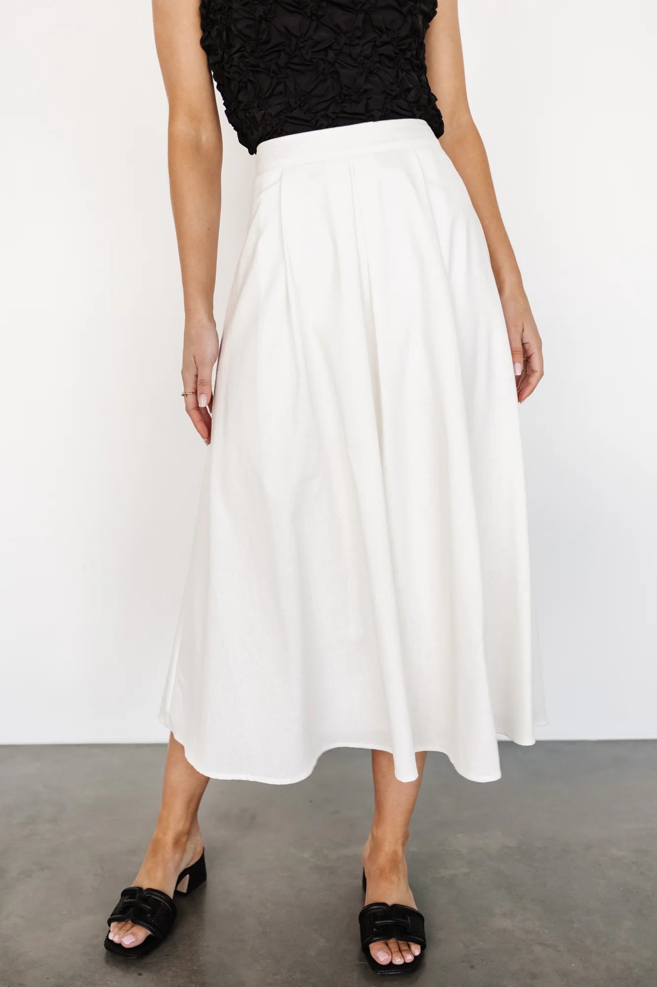 Katie Pleated Midi Skirt | Off White