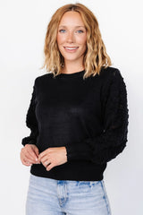Devri Pointelle Sweater | Black