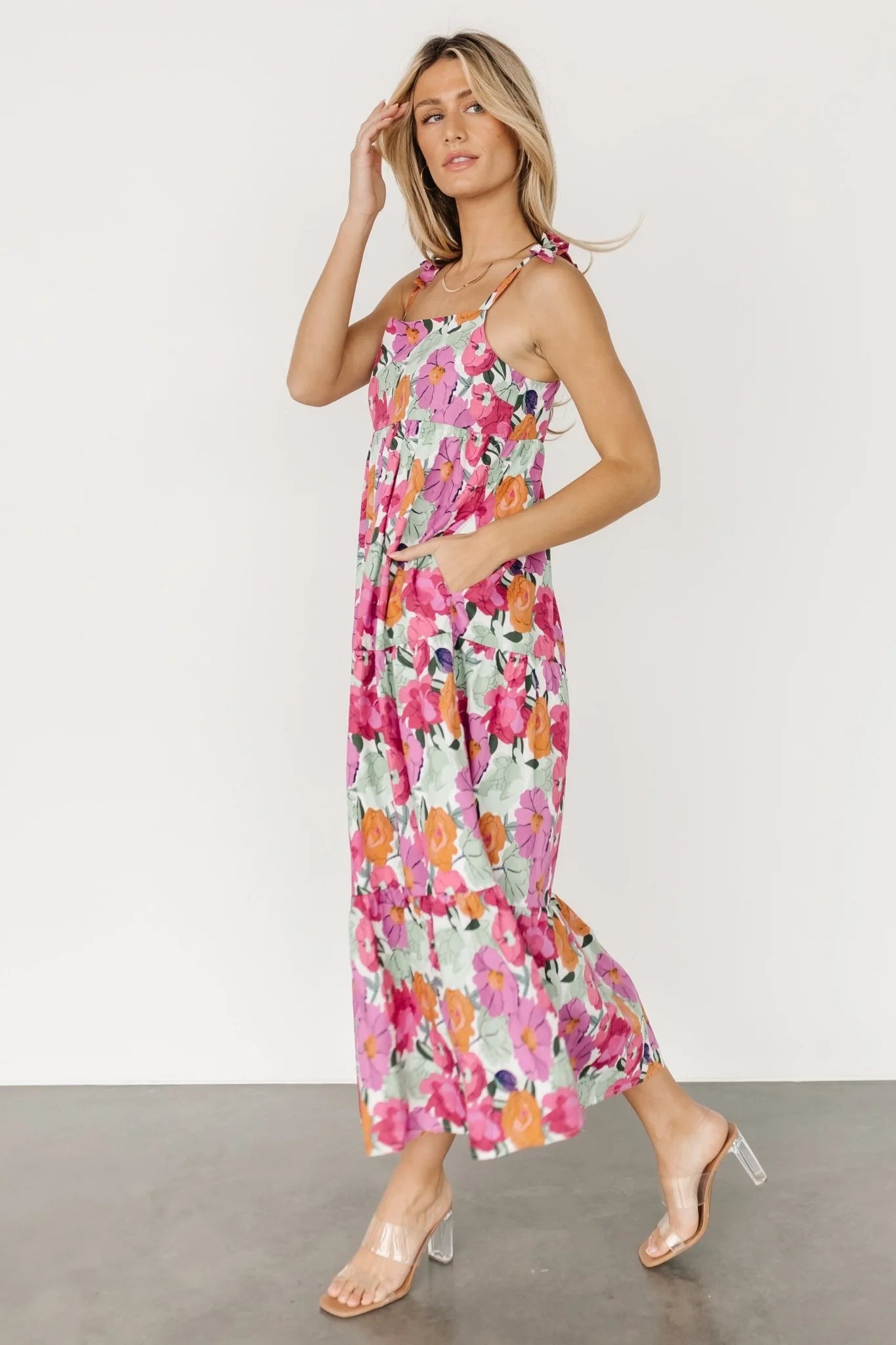Lakewood Tie Dress | Pink Multi