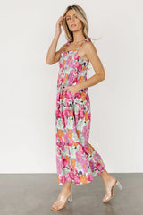 Lakewood Tie Dress | Pink Multi