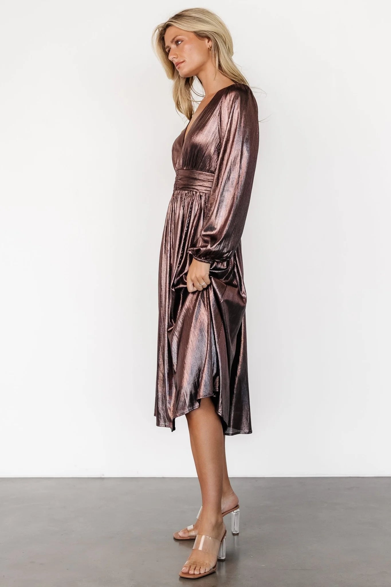 Aisha Shimmer Dress | Bronze