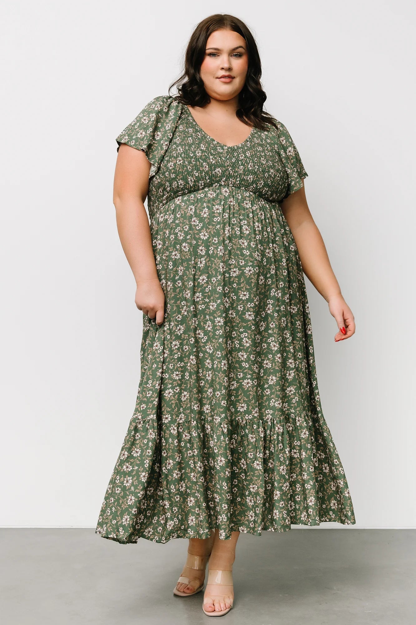 Joanie Smocked Dress | Green Floral