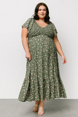 Joanie Smocked Dress | Green Floral