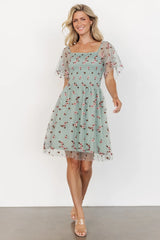 Tivoli Tulle Short Dress | Sage + Pink