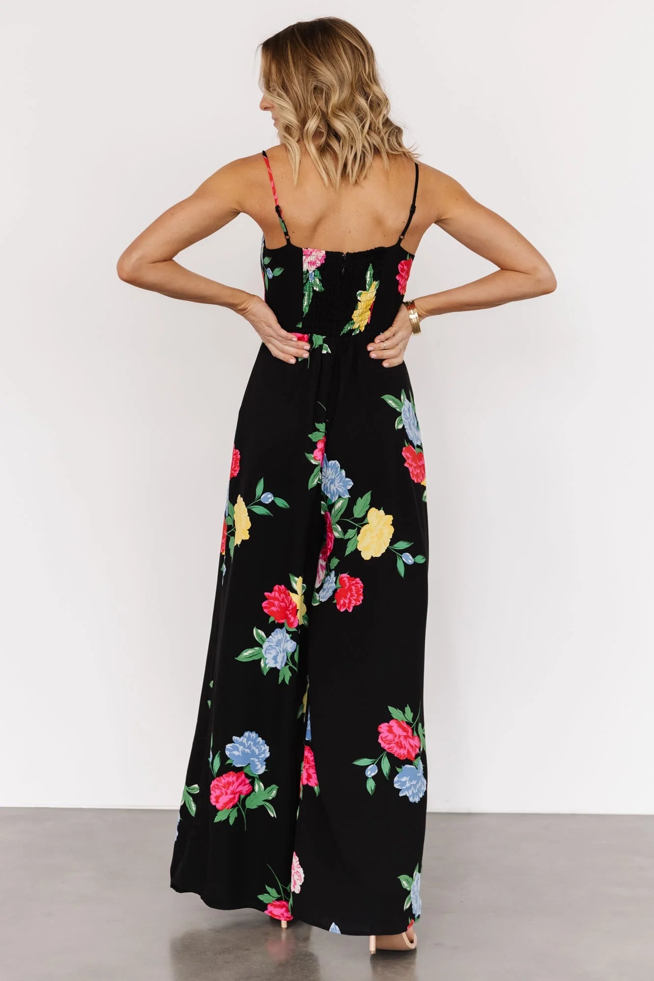 Brooklyn Wide Leg Jumpsuit | Black Floral