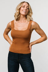 Cher Square Neck Knit Tank | Copper