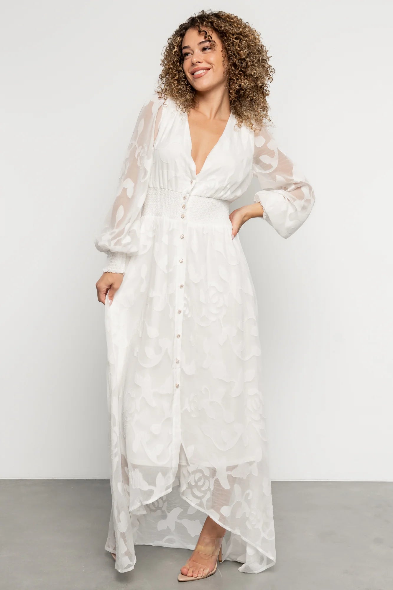 Daniella High Low Maxi Dress | White